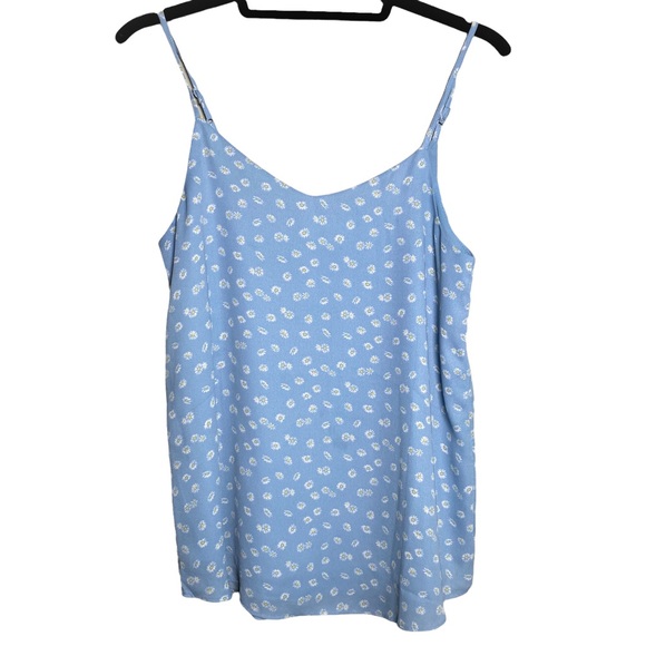 PINK ROSE Daisy Print Blue Tank Top, Adjustable Straps, Summer - Picture 2 of 7